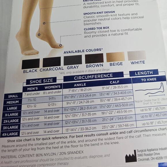 TRUFORM Unisex Gray 8865 Medical Compression Stockings Size X Large - Picture 9 of 13
